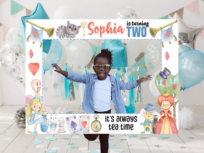 Alice In Wonderland Party Photo Frame, DIY Tea Birthday Party, Personalized/Customized Photo booth Selfie Frame