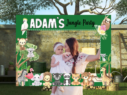 Jungle Party Photo Frame, DIY Animal Theme Party, Personalized/Customized Photo booth Selfie Frame