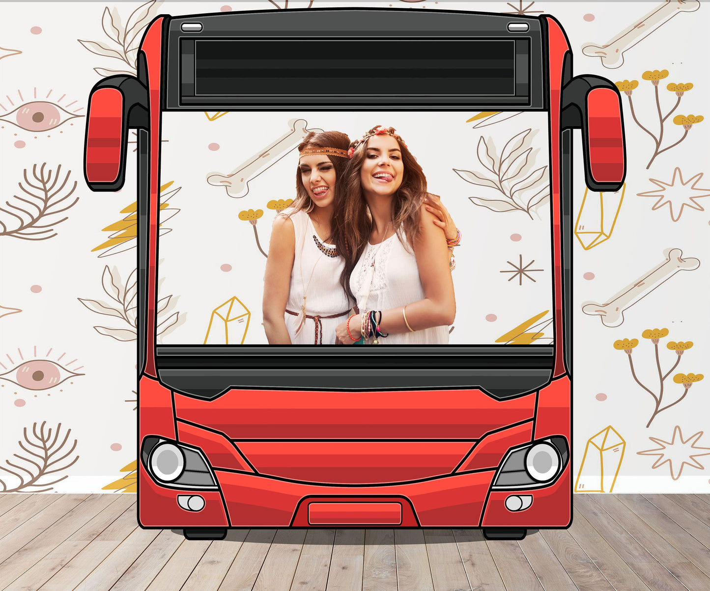 Red Bus Photo Prop, Shuttle, Vehicle Theme, DIY Party Prop, Photo Booth Selfie Frame