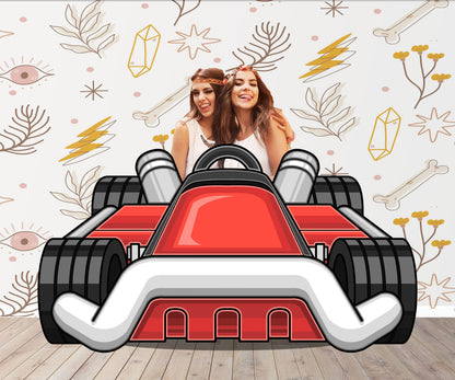 Race Cart Photo Prop, Car Theme Party DIY, Personalized, Photo booth Selfie Frame