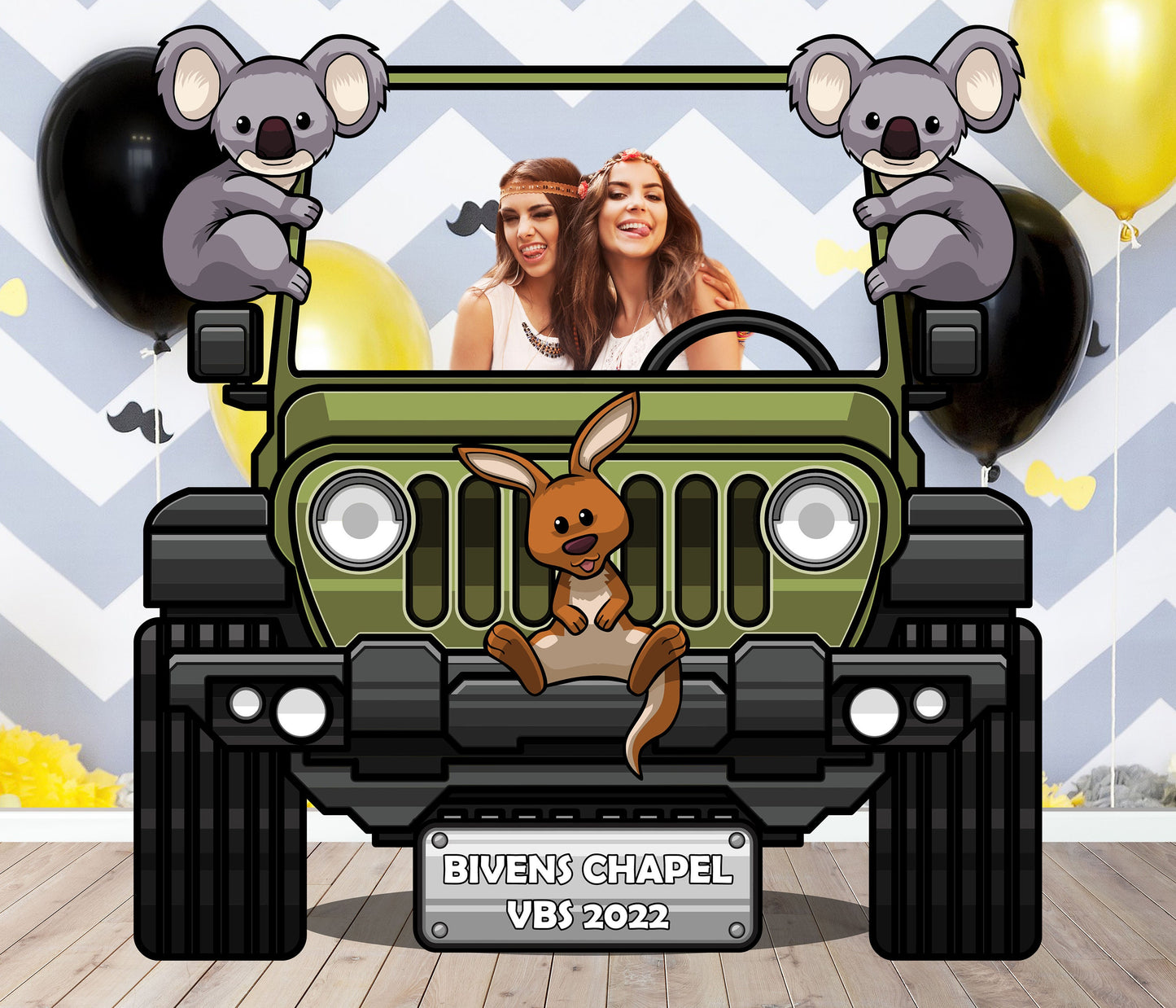 Australian Safari Photo Prop, SUV DIY, Personalized, Customized, Photo booth Selfie Frame