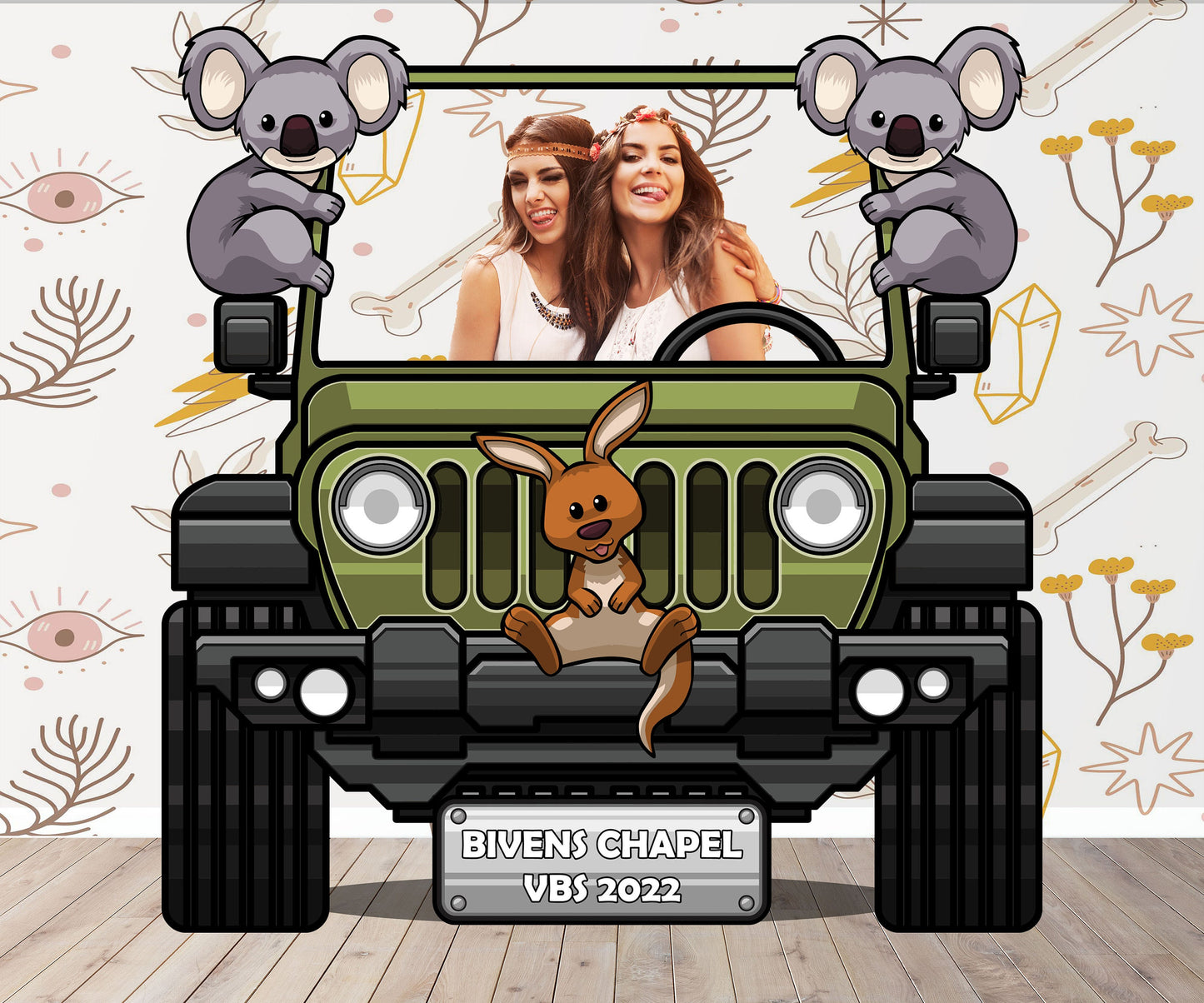 Australian Safari Photo Prop, SUV DIY, Personalized, Customized, Photo booth Selfie Frame
