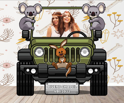 Australian Safari Photo Prop, SUV DIY, Personalized, Customized, Photo booth Selfie Frame