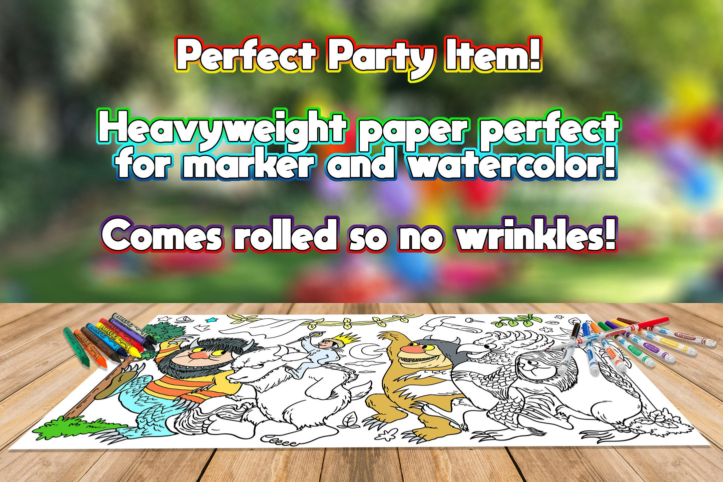 Wild Ones Coloring Page, Video Game Birthday Sheet, Jumbo Coloring Book Pages, Wild Ones Theme Giant Coloring Poster