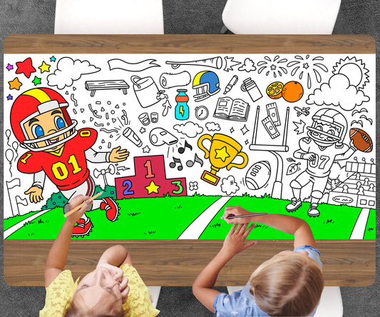 Football Coloring Page, Custom Super Bowl Birthday Sheet, Jumbo Coloring Book Pages, Personalized Theme Giant Coloring Poster