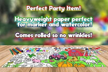 Barnyard Coloring Page, Custom Farm Theme Birthday Sheet, Jumbo Coloring Book Pages, Personalized Theme Giant Coloring Poster