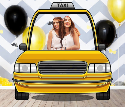 Taxi Cab Photo Prop, Yellow Cab DIY Party Prop, Photo Booth Selfie Frame