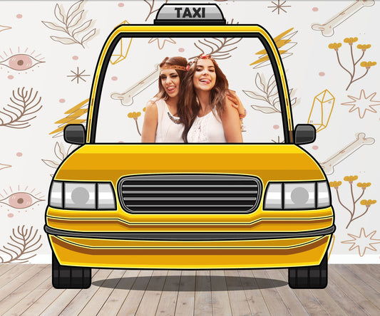 Taxi Cab Photo Prop, Yellow Cab DIY Party Prop, Photo Booth Selfie Frame