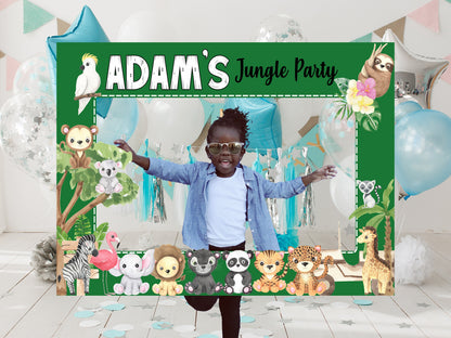 Jungle Party Photo Frame, DIY Animal Theme Party, Personalized/Customized Photo booth Selfie Frame
