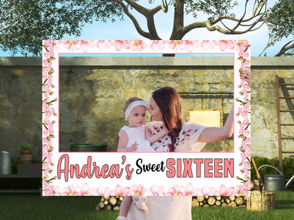 Sakura Party Photo Frame, DIY Cherry Blossom Theme Party, Personalized/Customized Photo booth Selfie Frame