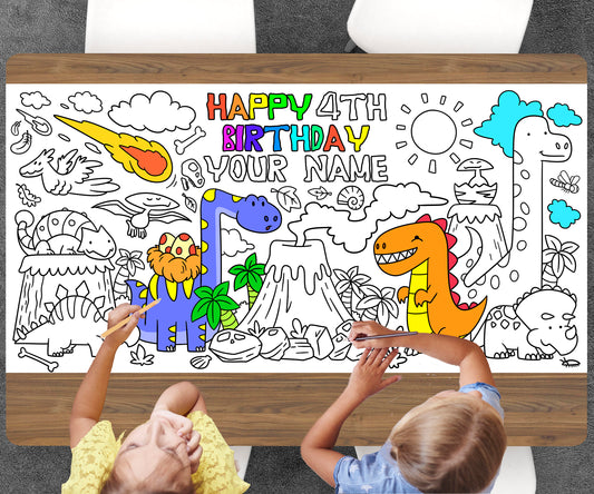 Dinosaur Coloring Page, Custom Jurassic Birthday Sheet, Jumbo Coloring Book Pages, Personalized Theme Giant Coloring Poster