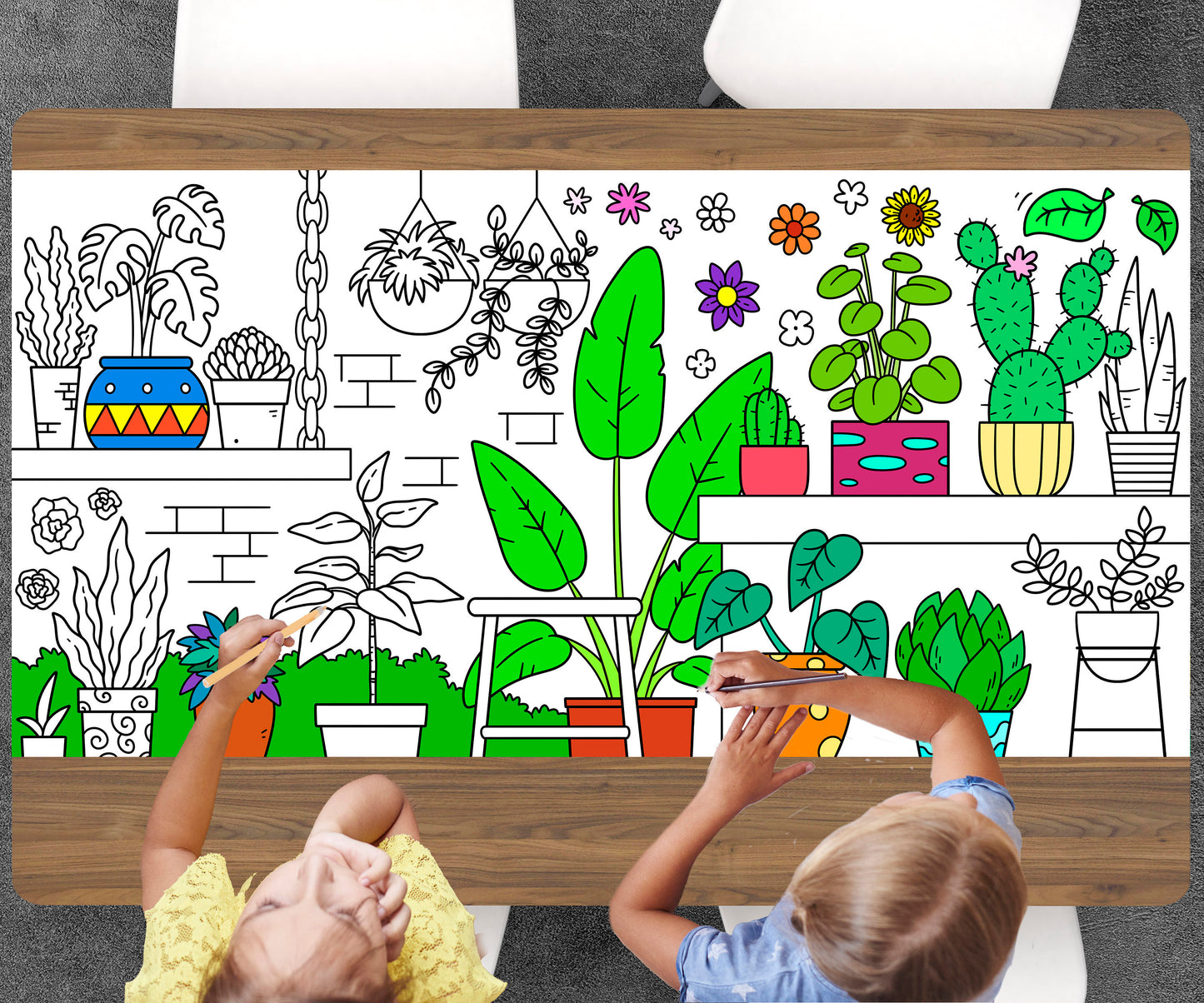 Indoor Plants Coloring Page, Custom Plants Activity Sheet, Jumbo Coloring Book Pages, Personalized Theme Giant Coloring Poster
