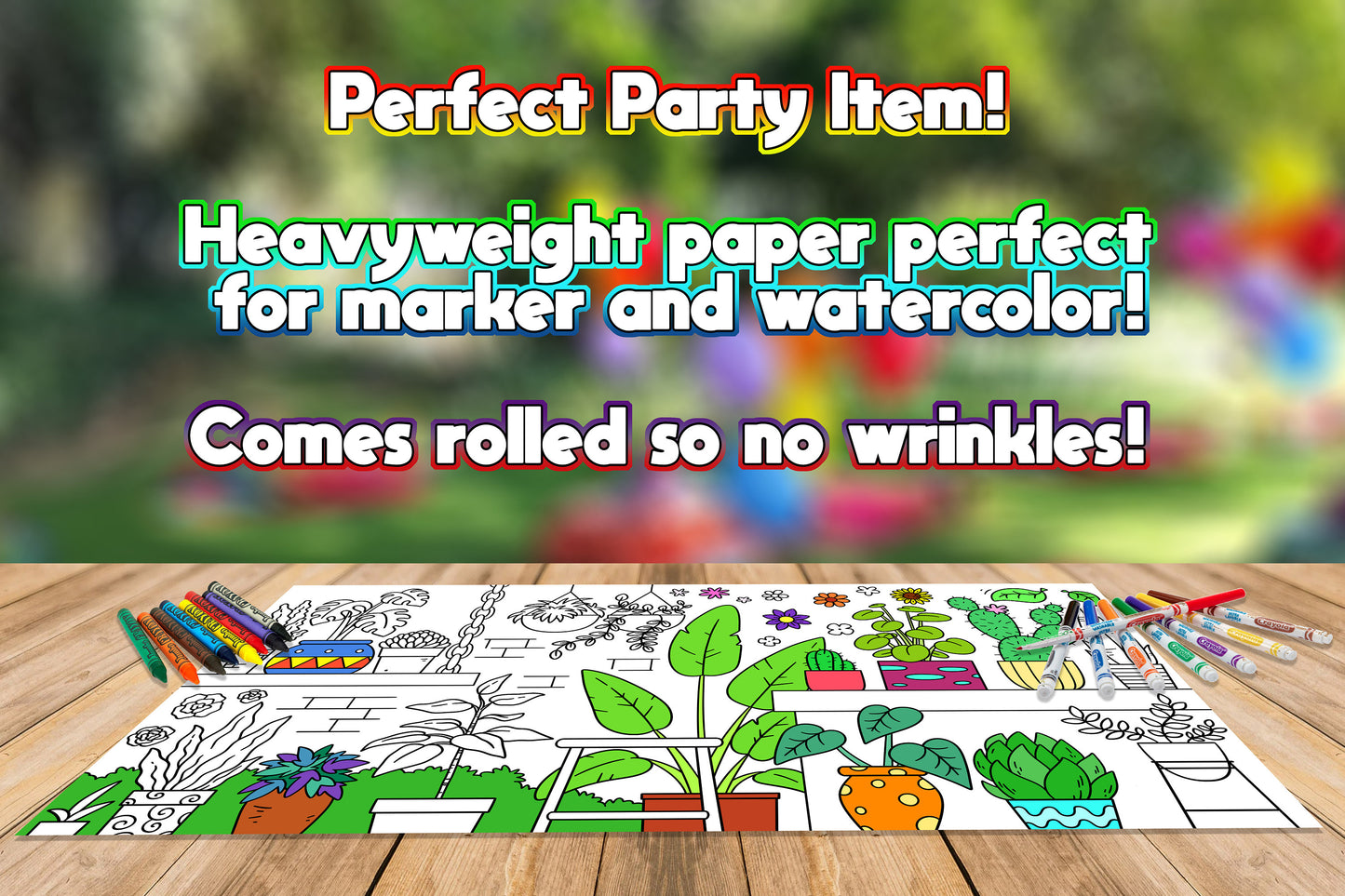 Indoor Plants Coloring Page, Custom Plants Activity Sheet, Jumbo Coloring Book Pages, Personalized Theme Giant Coloring Poster