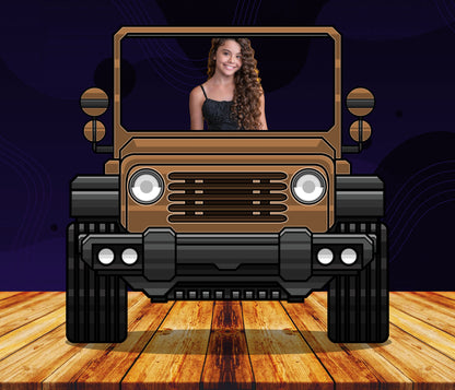 Brown Car, Photo Prop, Birthday Party DIY Poster, Photo Booth Selfie Frame