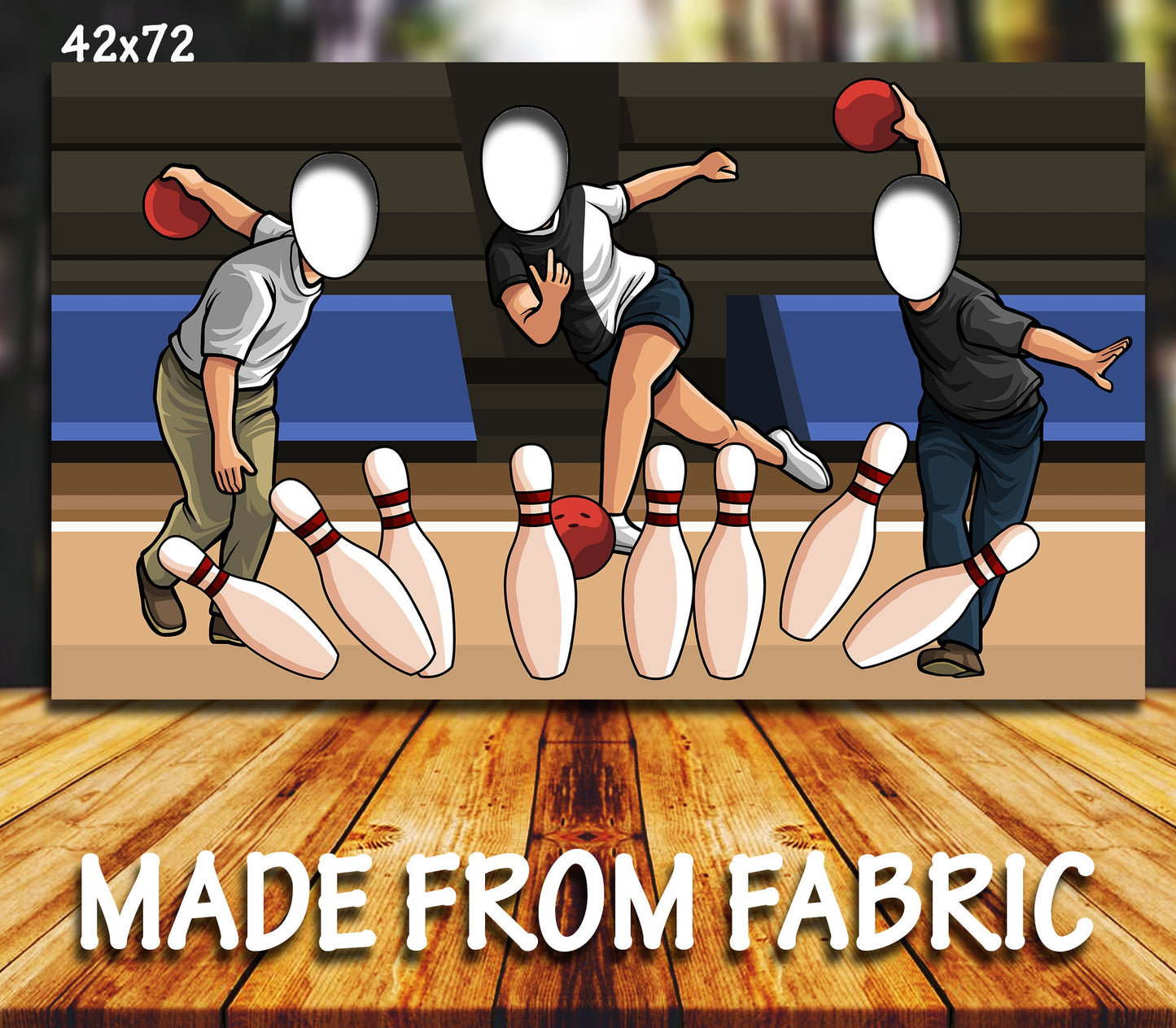 Bowling Theme Face Cutout, 42x72" Photo Stand-in, Party Selfie Photo Prop, Sports Theme