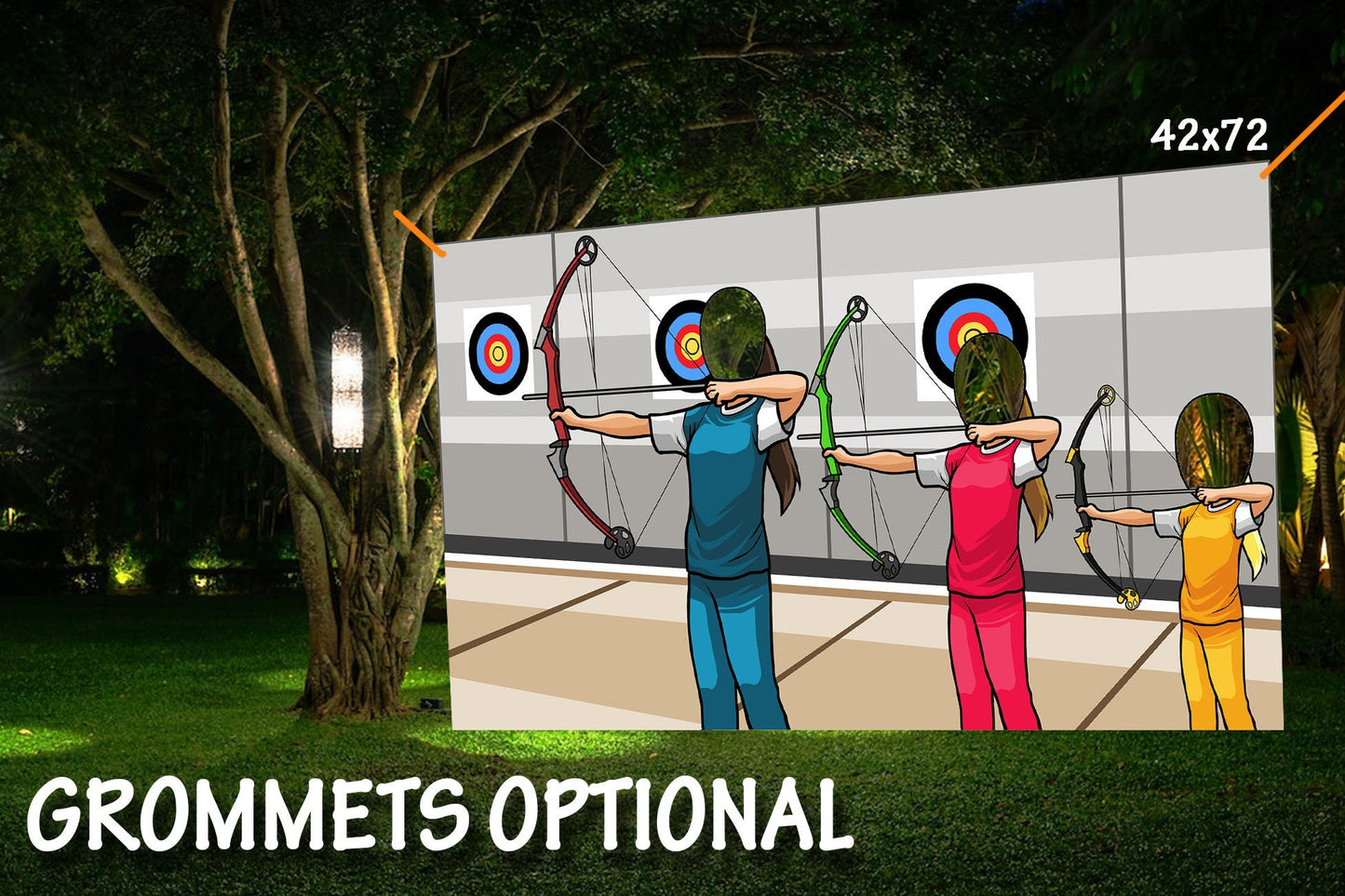 Archery Theme Face Cutout, 42x72" Photo Stand-in, Party Selfie Photo Prop, Sports Themed