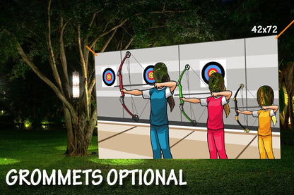 Archery Theme Face Cutout, 42x72" Photo Stand-in, Party Selfie Photo Prop, Sports Themed