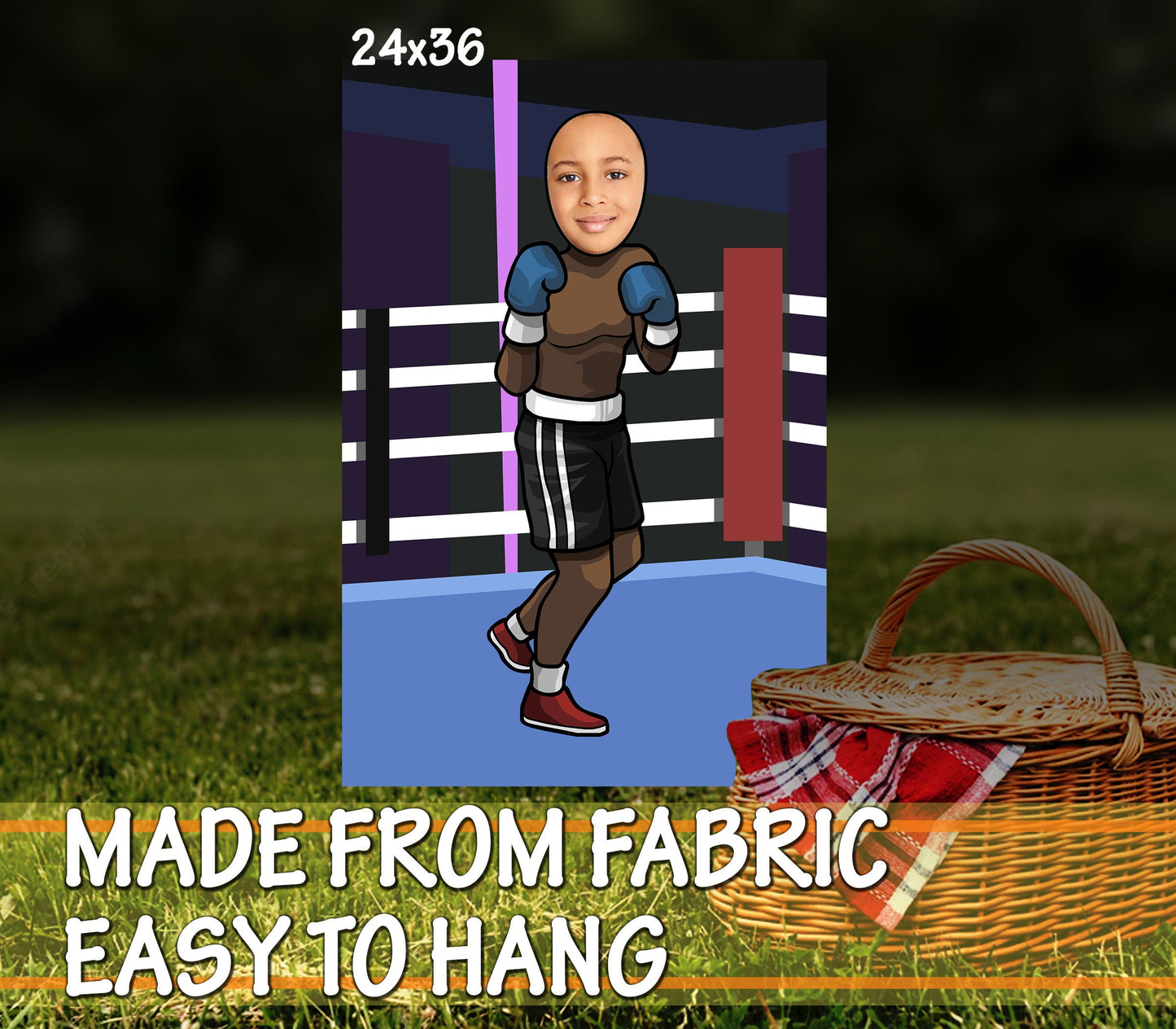 Boxing Theme Face Cutout, 24x36" Photo Stand-in, Party Selfie Photo Prop, Sporty-Themed
