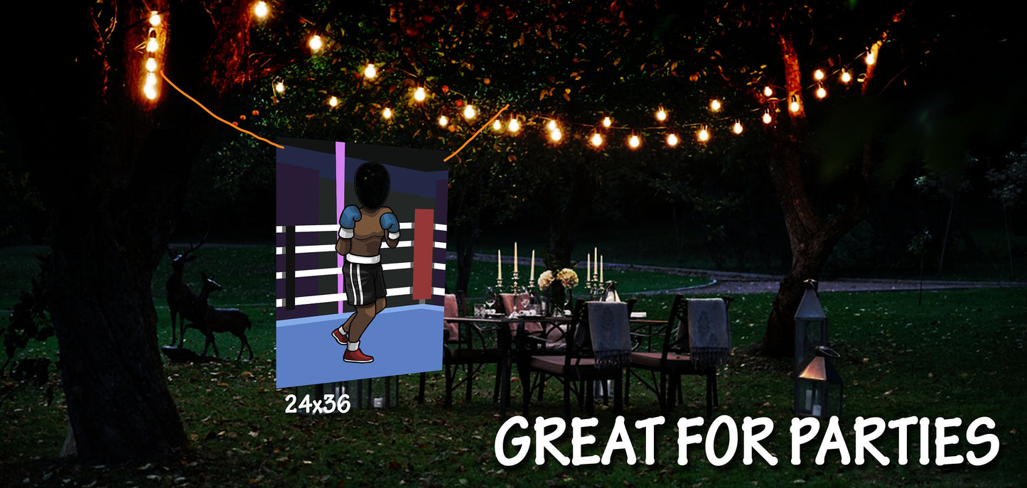 Boxing Theme Face Cutout, 24x36" Photo Stand-in, Party Selfie Photo Prop, Sporty-Themed