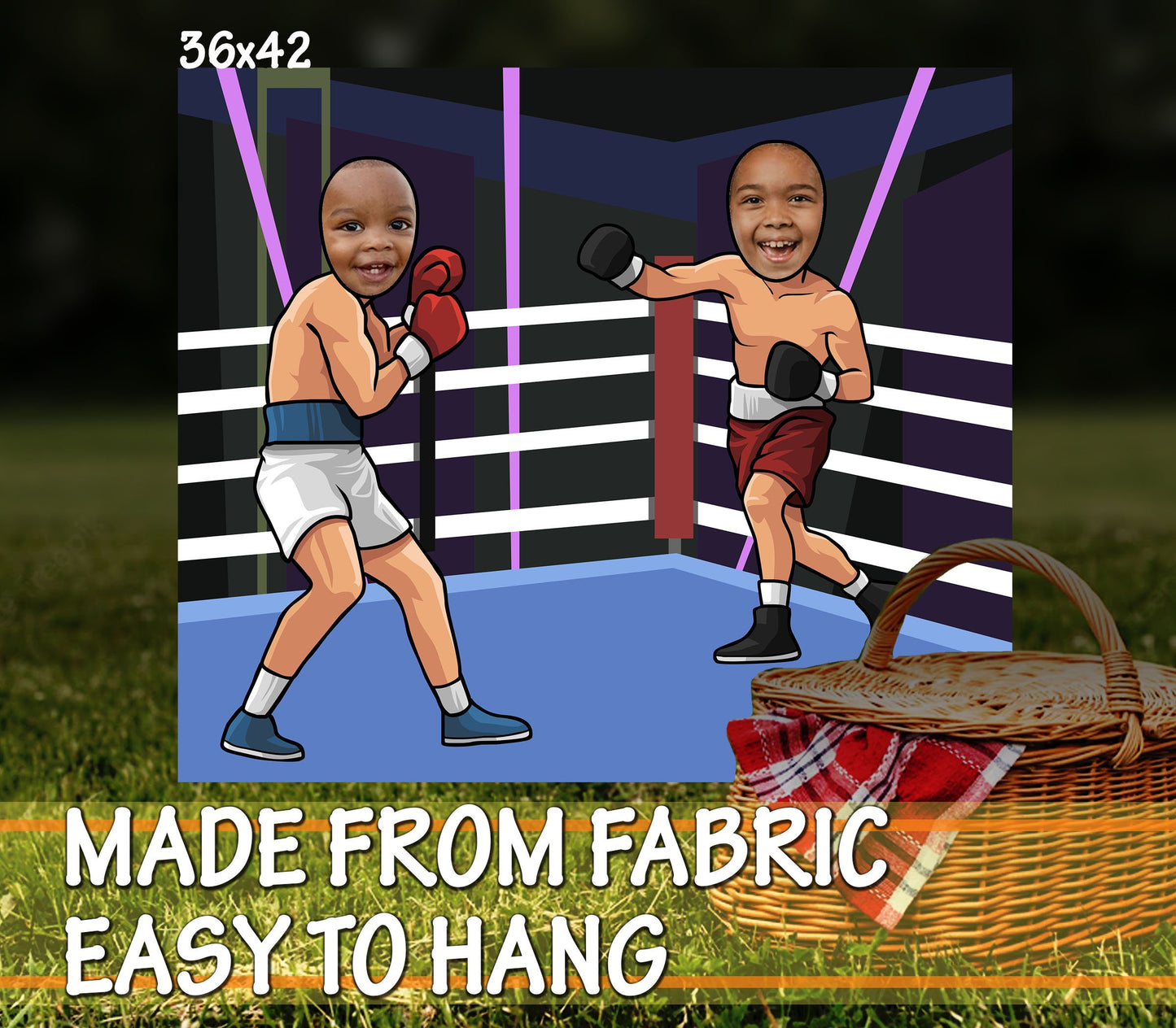 Boxing Theme Face Cutout, 36x42" Photo Stand-in, Party Selfie Photo Prop, Sports Theme