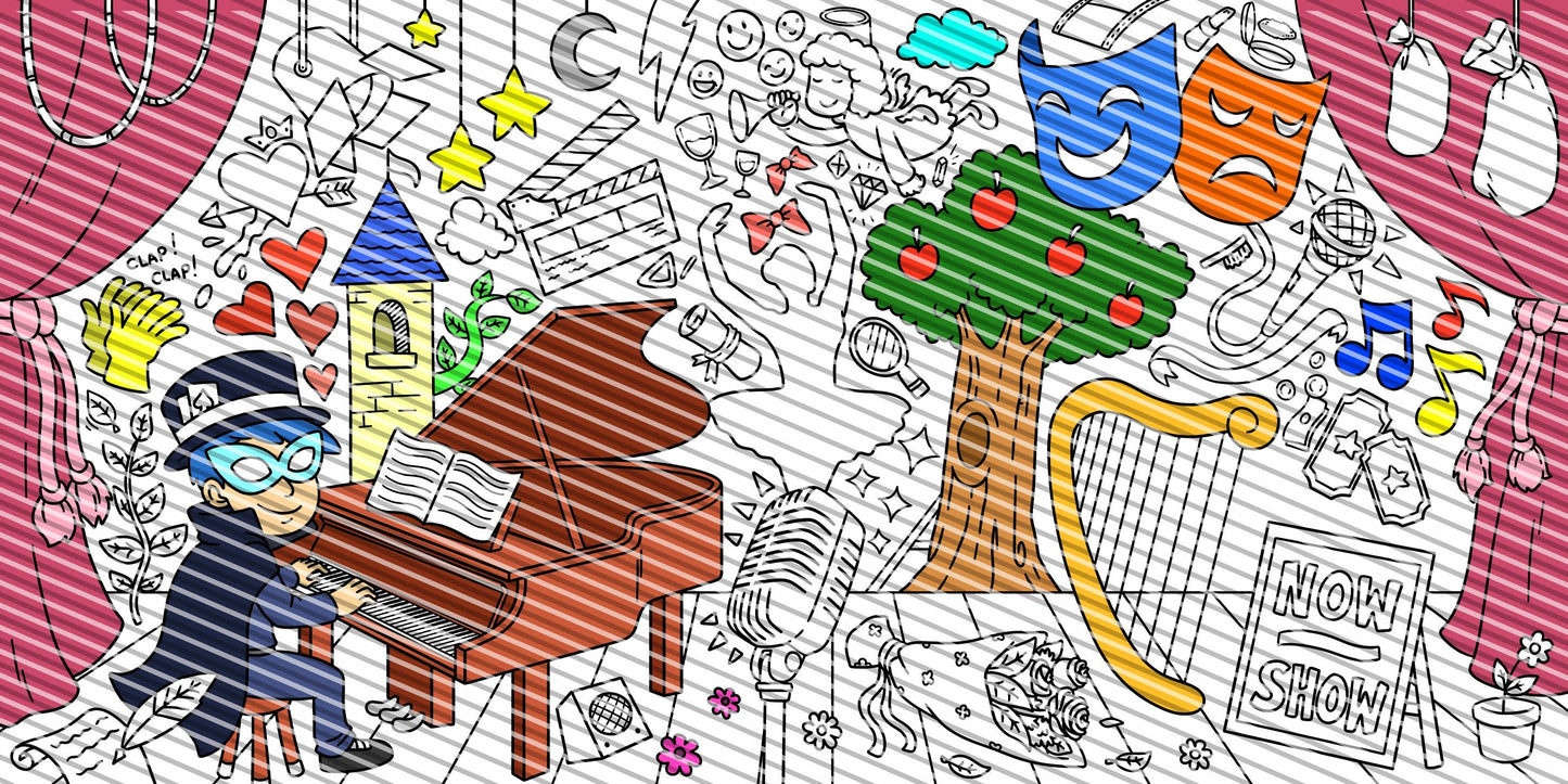 Theater Themed Coloring Page, Coloring Sheet For Kids, Jumbo Coloring Book Pages, Personalized Theme Giant Coloring Poster