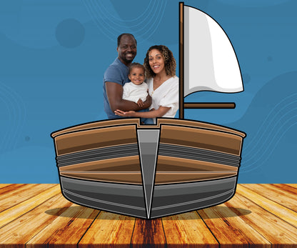 Brown Boat, Photo Prop, Birthday Party DIY, Photo booth Selfie Frame