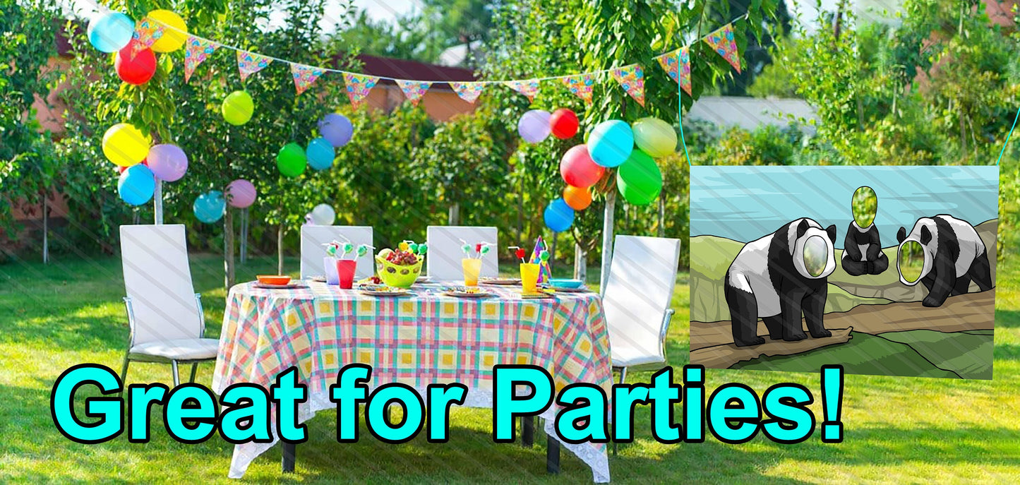Panda Theme Face Cutout, 42x72" Photo Stand-in, Party Selfie Photo Prop