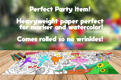 Ballet Coloring Page, Dancing Girl Coloring Sheet, Jumbo Coloring Book Pages, Personalized Theme Giant Coloring Poster