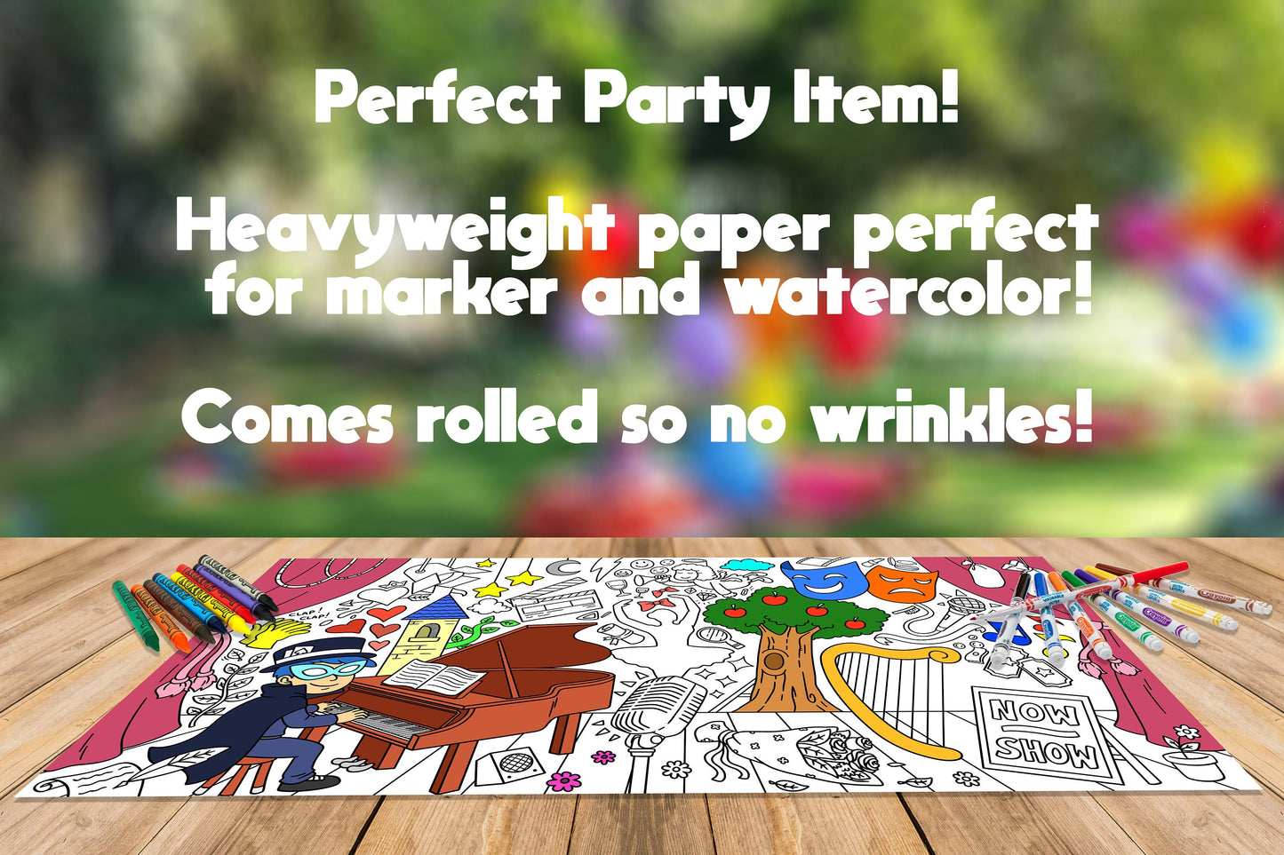 Theater Themed Coloring Page, Coloring Sheet For Kids, Jumbo Coloring Book Pages, Personalized Theme Giant Coloring Poster