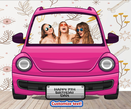 Pink Car Photo Prop, Sweet 16, Princess, Girl's Birthday Party DIY, Personalized, Customized, Photo booth Selfie Frame