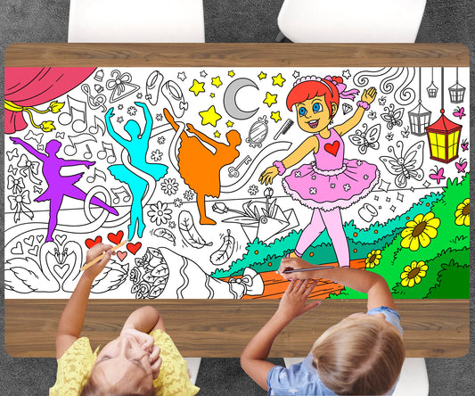 Ballet Coloring Page, Dancing Girl Coloring Sheet, Jumbo Coloring Book Pages, Personalized Theme Giant Coloring Poster