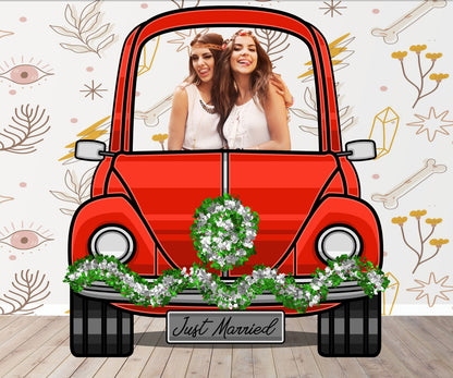 Red Wedding Car Photo Prop, Photo Booth Selfie Frame, DIY Party Props