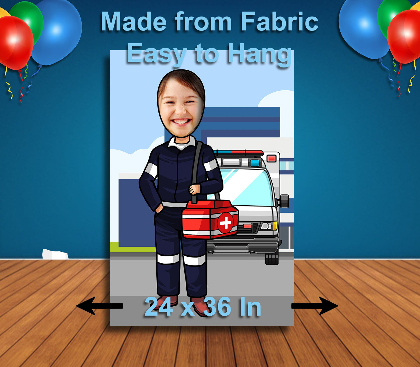 Paramedics Theme Face Cutout, 24x36" Photo Stand-in, Party Selfie Photo Prop