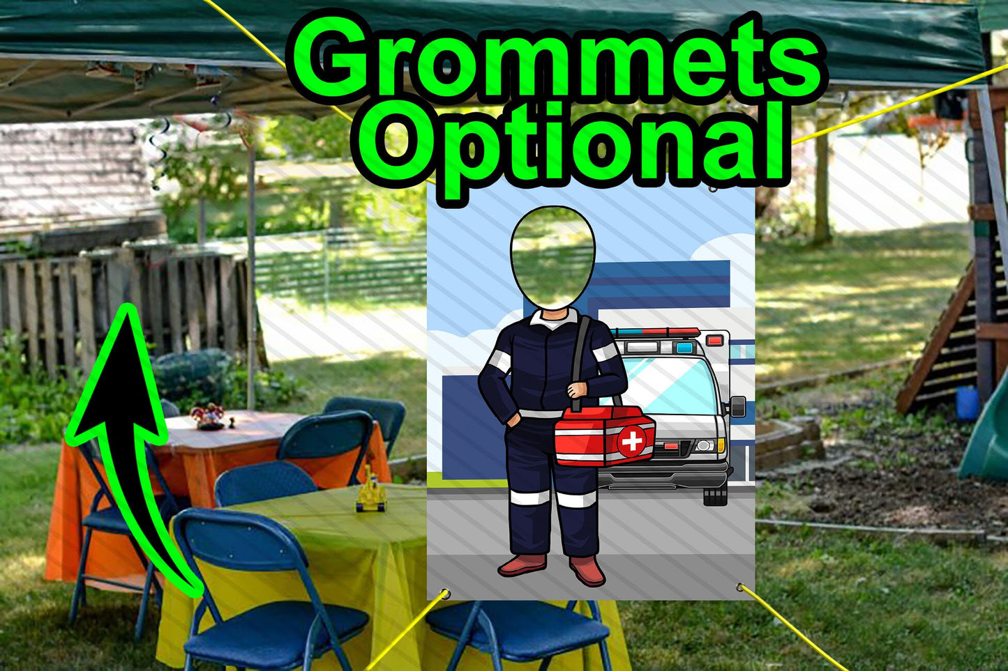 Paramedics Theme Face Cutout, 24x36" Photo Stand-in, Party Selfie Photo Prop