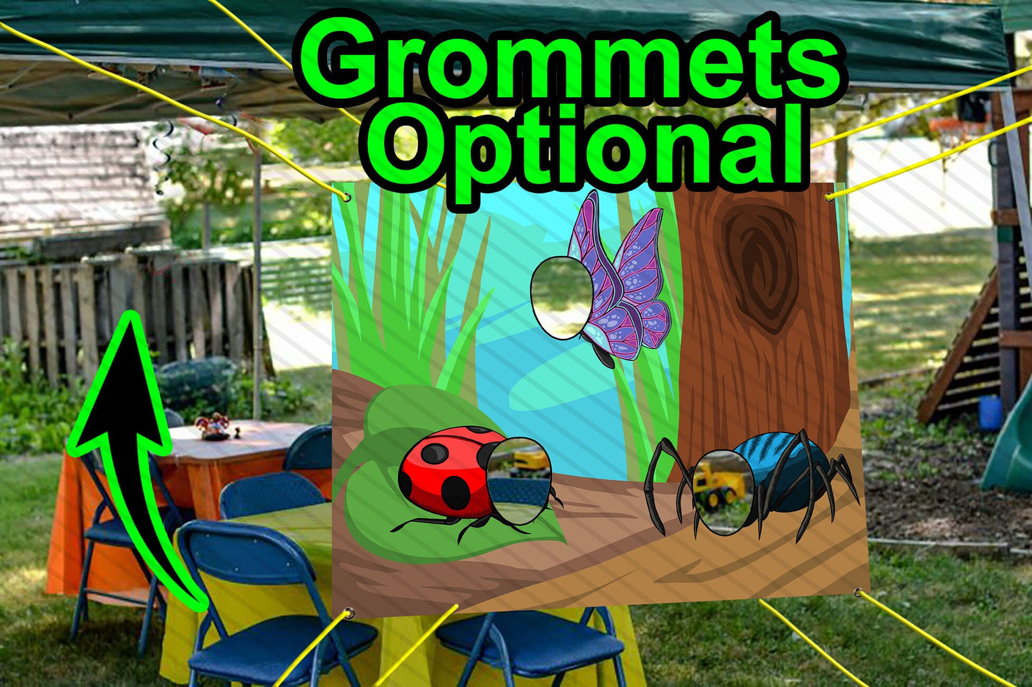 Insects Theme Face Cutout, 36x42" Photo Stand-in, Party Selfie Photo Prop