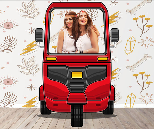 Red Motorized Tricycle Photo Prop, Vehicle Theme, Photo Booth Selfie Frame, DIY Party Props