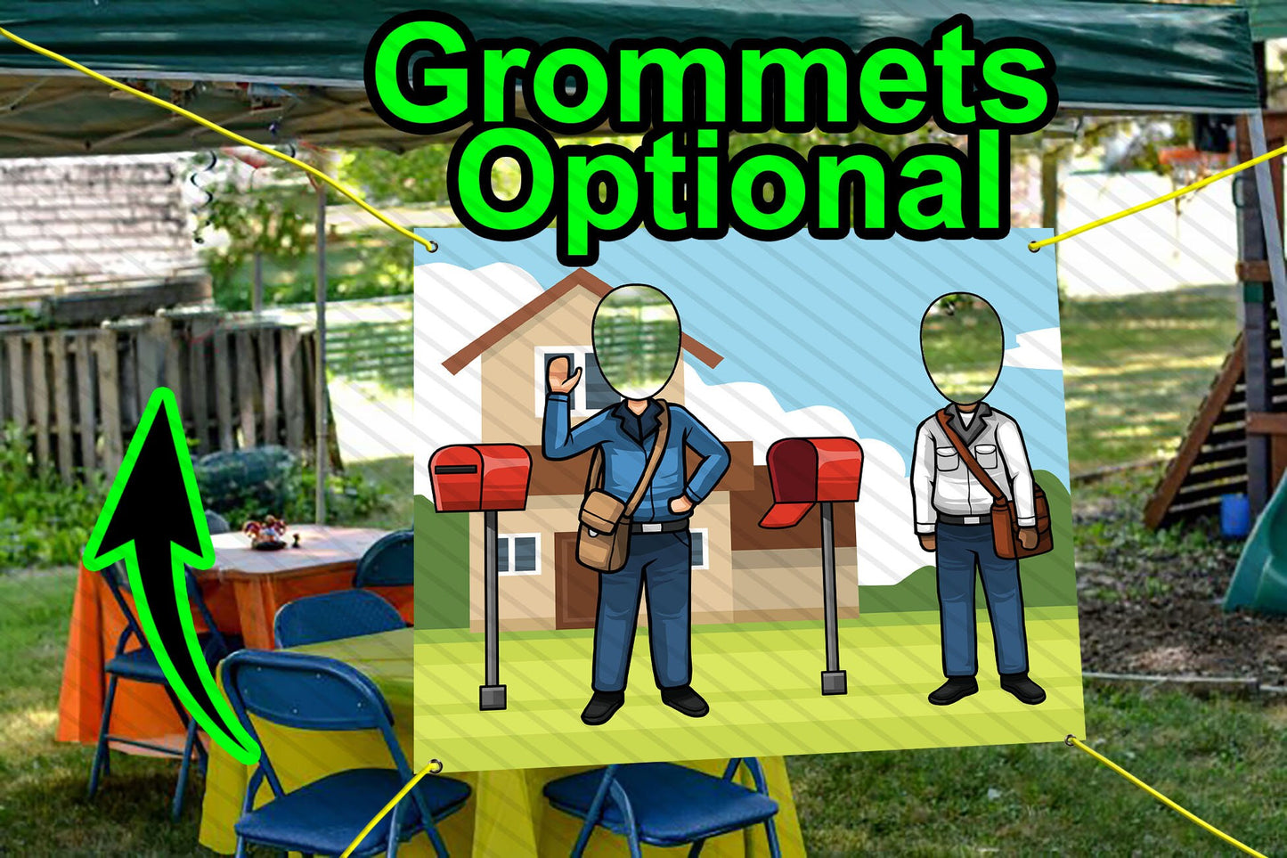Mailman Theme Face Cutout, 36x42" Photo Standee, Party Selfie Photo Prop