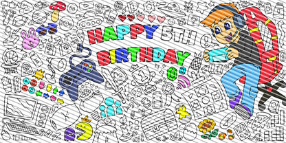 Gamer Boy Coloring Page, Custom Birthday Coloring Sheet, Jumbo Coloring Book Pages, Personalized Theme Giant Coloring Poster