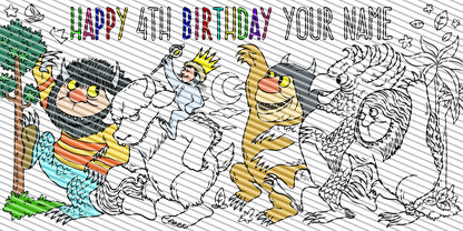 Where the Wild Things Are Coloring Page, Custom Birthday Coloring Sheet, Jumbo Coloring Book Pages, Personalized Theme Giant Coloring Poster