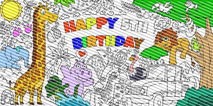 Safari Coloring Page, Custom Birthday Coloring Sheet, Jumbo Coloring Book Pages, Personalized Theme Giant Coloring Poster