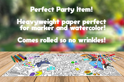 Gamer Boy Coloring Sheet, Jumbo Coloring Book Page, Animal Theme Giant Coloring Poster