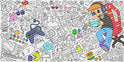 Gamer Boy Coloring Sheet, Jumbo Coloring Book Page, Animal Theme Giant Coloring Poster