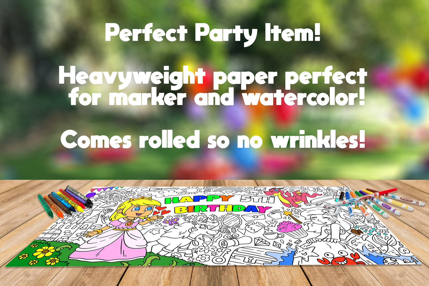 Princess Coloring Page, Custom Birthday Coloring Sheet, Jumbo Coloring Book Pages, Personalized Theme Giant Coloring Poster