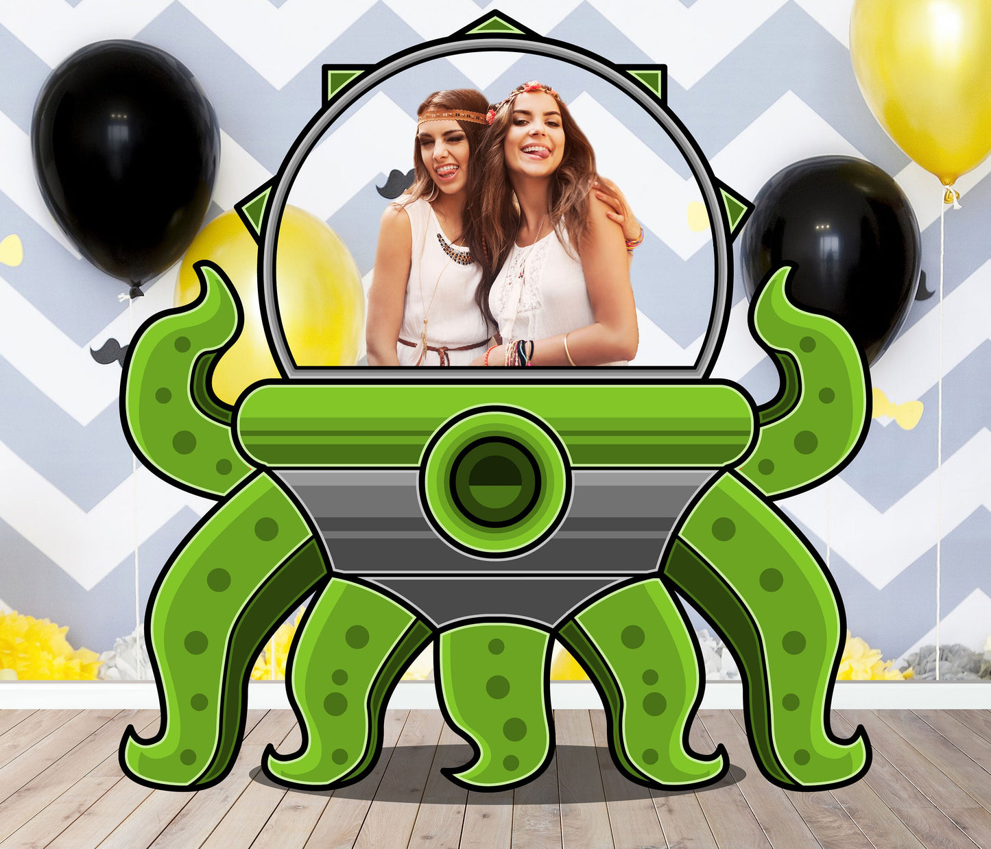 Green Octopus Ship, Cthulhu, Photo Prop, Alien Theme, Photo Booth Selfie Frame, DIY Party Props