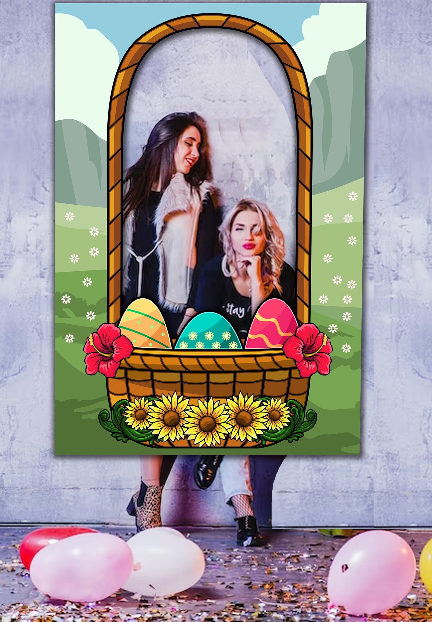 Spring Basket Photo Prop, Photo Booth Selfie Frame, DIY Party Props