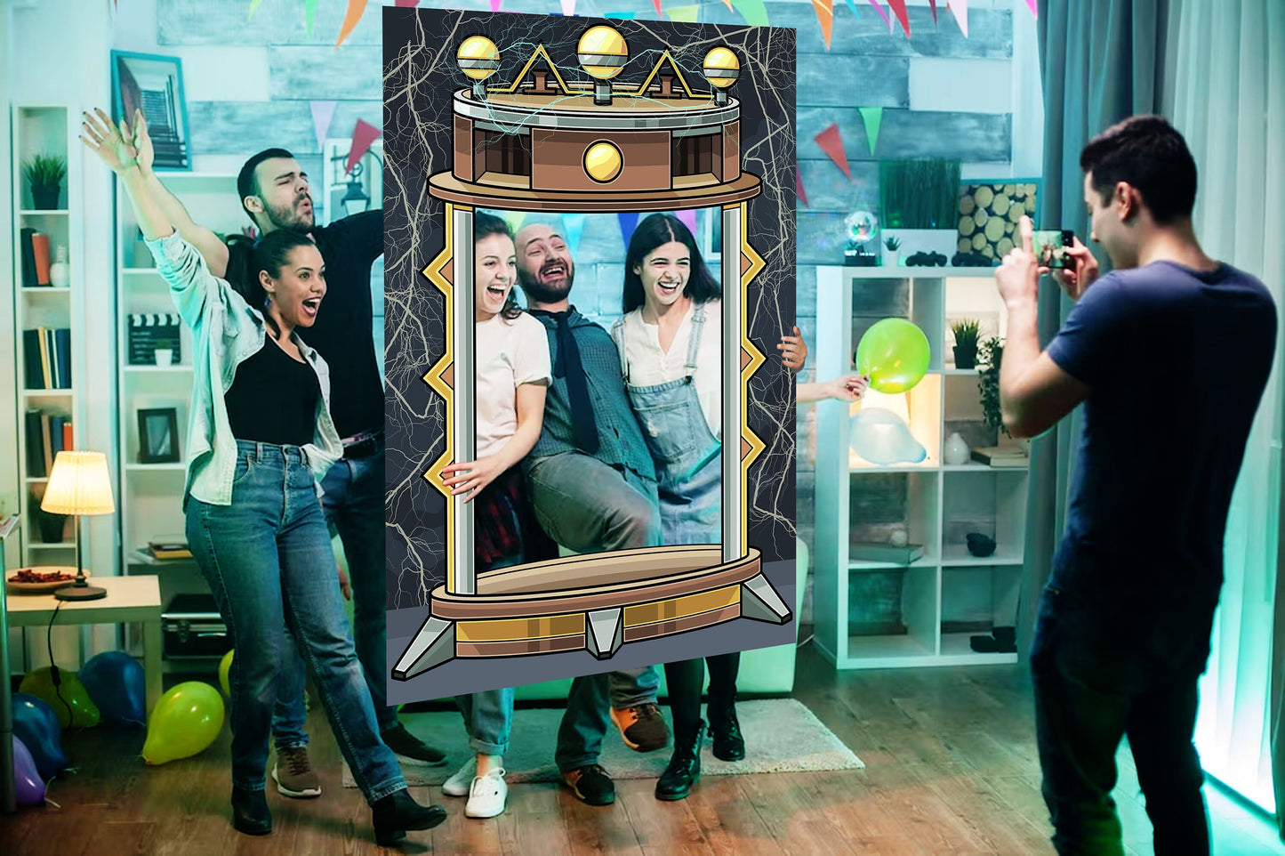 Electric Generating Machine Photo Prop, Futuristic Theme, Photo Booth Selfie Frame, DIY Party Props
