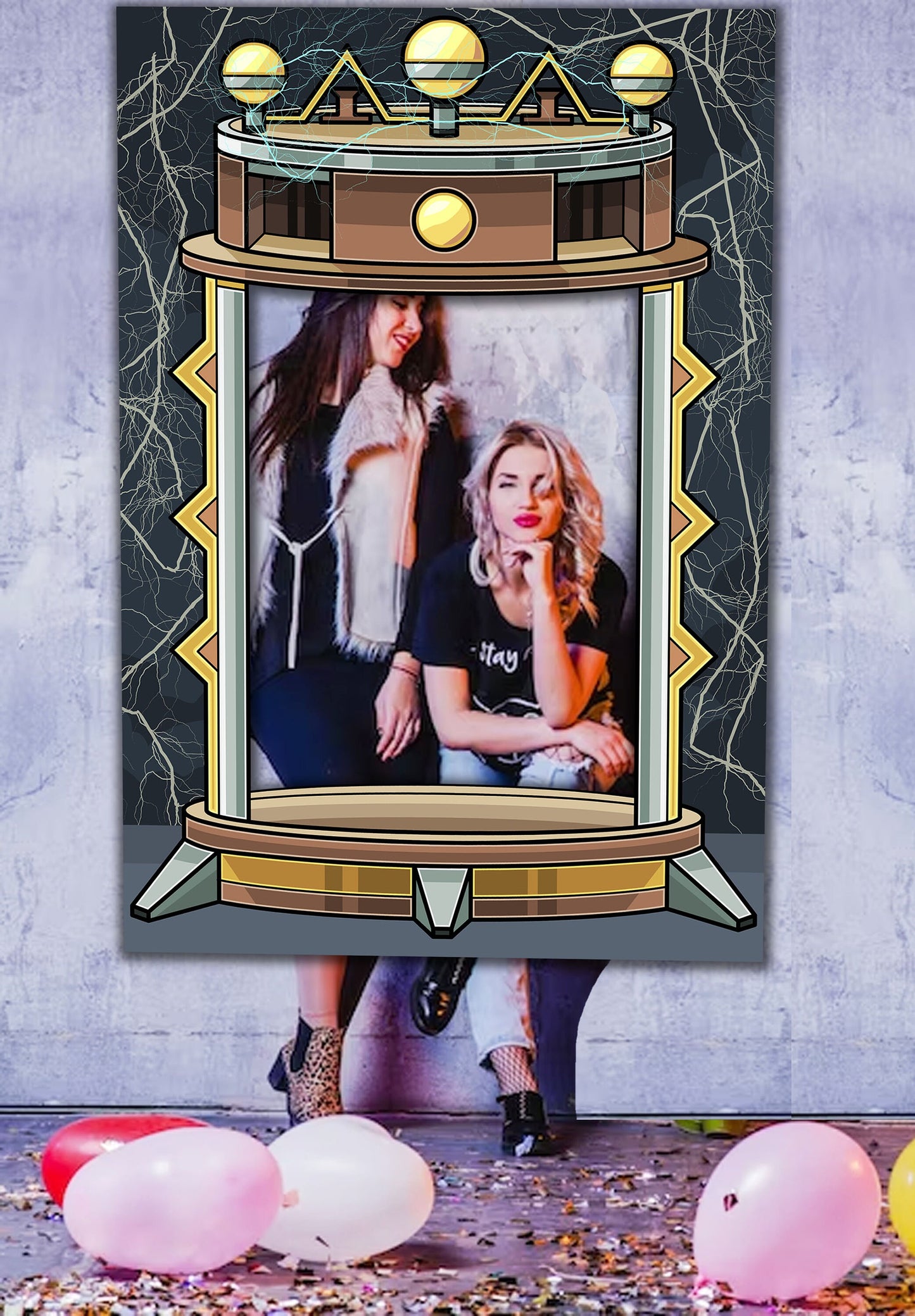 Electric Generating Machine Photo Prop, Futuristic Theme, Photo Booth Selfie Frame, DIY Party Props