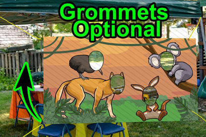 Australian Wild Animals Theme Face Cutout, 42x72" Photo Stand-in, Party Selfie Photo Prop