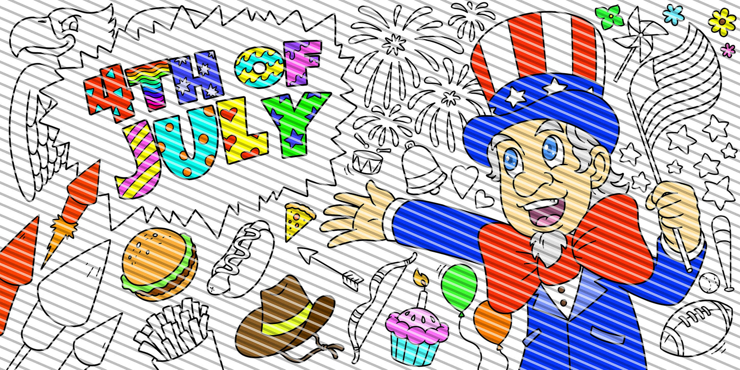 4th of July Coloring Sheet, Jumbo Coloring Book Page, Holiday Theme Giant Coloring Poster