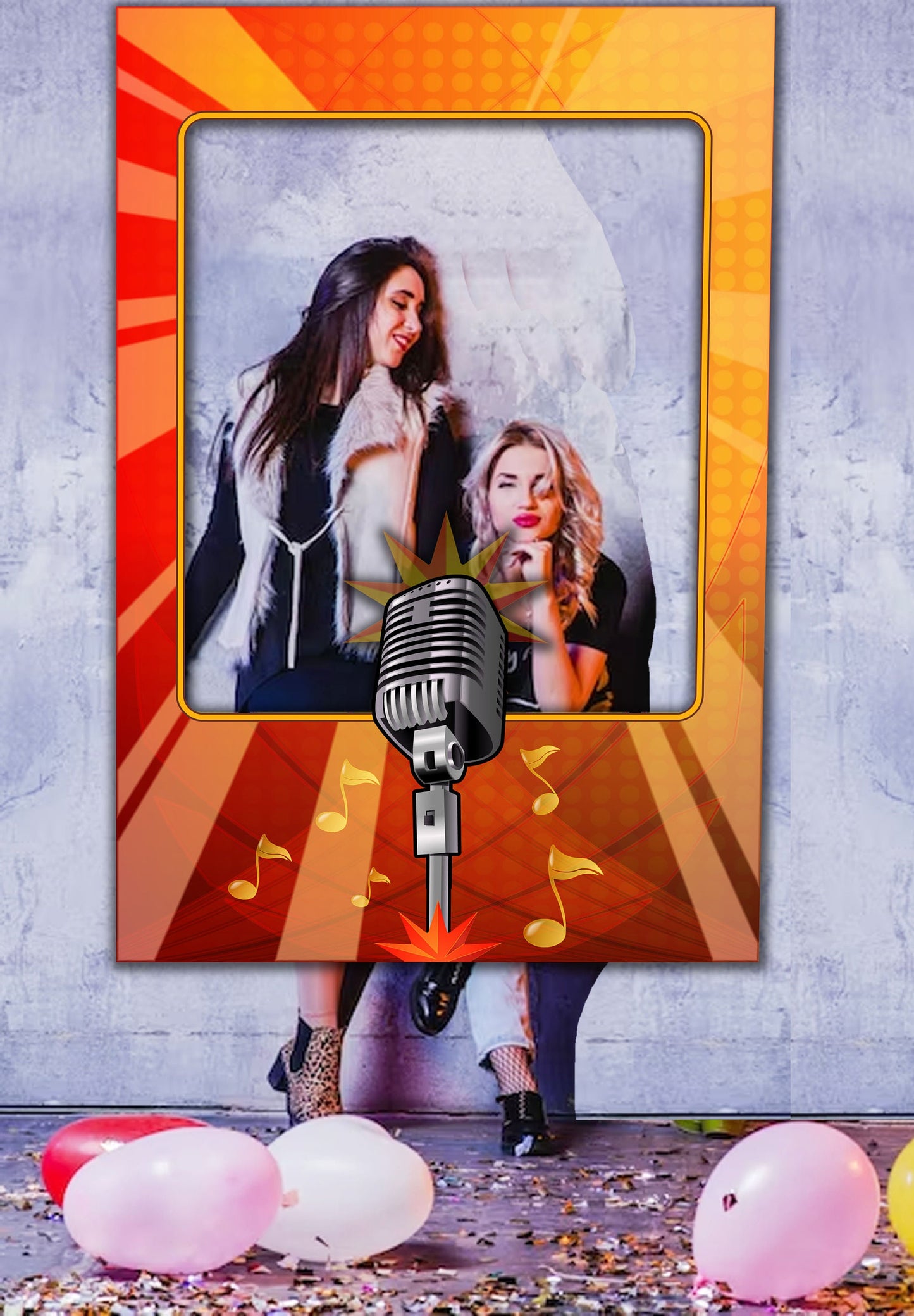 Karaoke Party Photo Prop, Music Theme, Photo Booth Selfie Frame, DIY Party Props